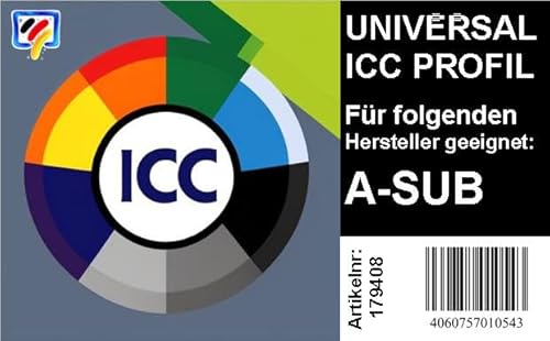 Dr. Inkjet Universal ICC Profil kompatibel zu A-SUB Sublimationstinten für 4 Farbdrucker von Dr. Inkjet