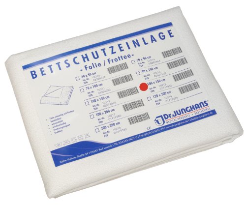 Dr. Junghans Medical 10212 Matratzen-/Nässeschutz Bettschutzeinlage, Folie/Frottee, 100 x 150 cm von Dr. Junghans Medical