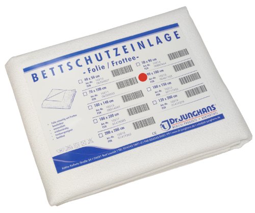 Dr. Junghans Medical 10215 Matratzen-/Nässeschutz Bettschutzeinlage, Folie/Frottee, 90 x 100 cm von Dr. Junghans Medical