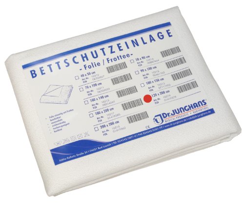 Dr. Junghans Medical 10219 Matratzen-/Nässeschutz Bettschutzeinlage, Folie/Frottee, 120 x 200 cm von Dr. Junghans Medical