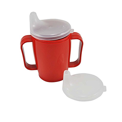 Schnabelbecher, tasse, Trinktasse mit Griff + 2 Deckel 4+12 mm, 250ml, rot Kunststoff von Dr. Junghans Medical