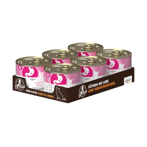 Dr. Link Spezial-Diät Katzenfutter für Katzen & Kater Proteinquelle Geflügel & Rind – Magen, Darm, Verdauung - leicht verdaulich, unterstützt Darmflora & Bauchspeicheldrüse – 6x200g Dose von Dr. Link VET PETCARE