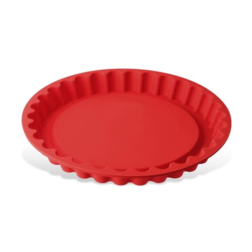 Dr. Oetker 1253 Obstkuchenform Ø 28 cm Flexxibel, Obsttortenform aus Silikon, Tortenbodenform für eindrucksvolle Kreationen, hochwertige Silikon-Kuchenform, Menge: 1 Stück, Rot von Dr. Oetker