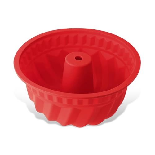 Dr. Oetker 1269 Gugelhupfform Ø 22 cm Flexxibel, Backform für Gugelhupf aus Silikon, Bundform für eindrucksvolle Kreationen, hochwertige Silikon-Kuchenform, Menge: 1 Stück, Rot von Dr. Oetker