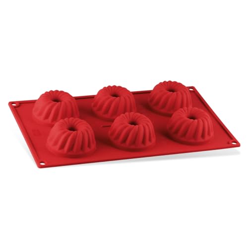 Dr. Oetker 1270 Mini Gugelhupfform 6-er Silikon Flexxibel, Gugelhupf Backform, für süße Mini-Gugelhupfe, praktisches Plastik-Silikon, Menge: 1 Stück, Rot von Dr. Oetker