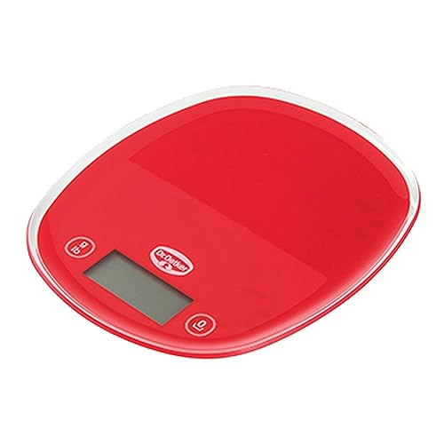 Dr. Oetker Digitale Backwaage 22cm, Küchenwaage mit großem und gut lesbarem Display, präzise Einteilung in 1g-Schritten, hoher Bedienkomfort durch Sensortasten, (Farbe: rot), Menge: 1 Stück von Dr. Oetker