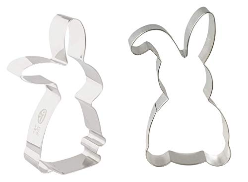 Dr. Oetker 2-TLG Ausstecher Set Hase Schlappohr, Keks- und Plätzchenform aus der Serie Goldiges Ostern (Farbe: Silber) von Dr. Oetker