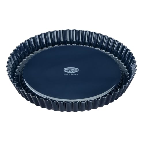 Dr. Oetker Obstkuchenform 28 cm Back-Liebe Emaille – Schnitt- & kratzfeste Backform mit Emaille – 28er Tortenbodenform in Dunkelblau von Dr. Oetker