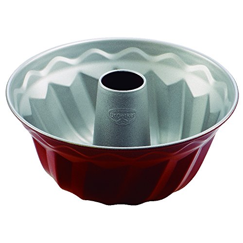 Dr. Oetker Gugelhupfform Ø 22 cm, Backform für Gugelhupf, runde Bundform aus Stahl mit zweifarbiger Antihaftbeschichtung (Farbe: grau/rot), Menge: 1 Stück von Dr. Oetker