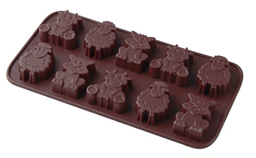 Dr. Oetker Silikon-Schokoladenform "Kleine Farm", Schokoladenkühe, schafe und -katzen für Ostern aus der Serie "Confiserie" (Farbe: Braun), Menge: 1 Stück von Dr. Oetker