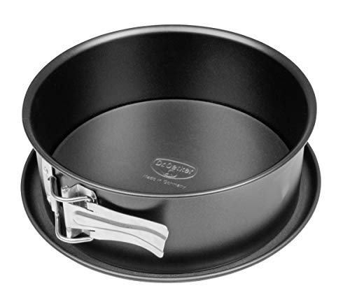 Dr. Oetker Springform Ø 18 cm, Backform mit Flachboden, runde Kuchenform aus Stahl mit Antihaftbeschichtung (Farbe: schwarz), Menge: 1 Stück von Dr. Oetker