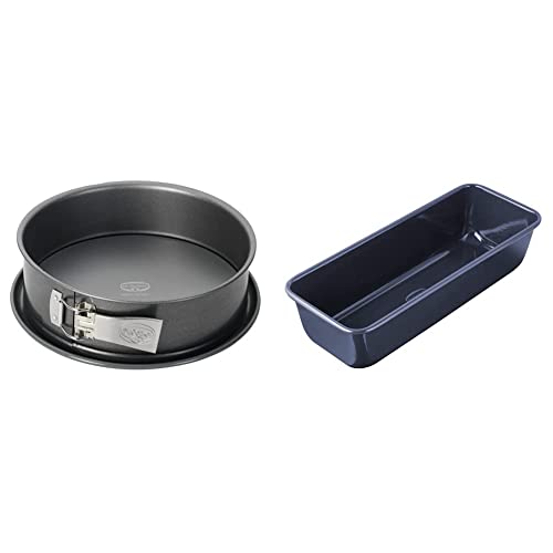 Dr. Oetker 2601 Oetker Spring-/Kuchen-/Backform, Ø 26 cm, grau & Kastenform 30 cm Back-Liebe Emaille – Schnitt- & Kratzfeste Backform – 30er Kasten Brotbackform in Dunkelblau von Dr. Oetker