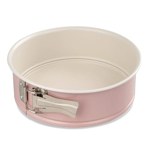 Dr. Oetker Springform Ø 20 cm mit Flachboden, runde Kuchenform aus der Serie Modern Baking - Retro Design mit zweifarbiger, keramisch verstärkter Premium-Antihaftbeschichtung (Rosa/Creme) von Dr. Oetker