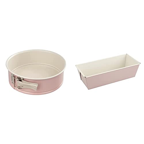 Dr. Oetker 4651 Springform Flachboden, runde Kuchenform aus der Serie Modern Baking, 20 cm & 4655 Kastenform 25 cm, Königskuchenform aus der Serie Modern Baking (Farbe: Rosa/Creme) von Dr. Oetker