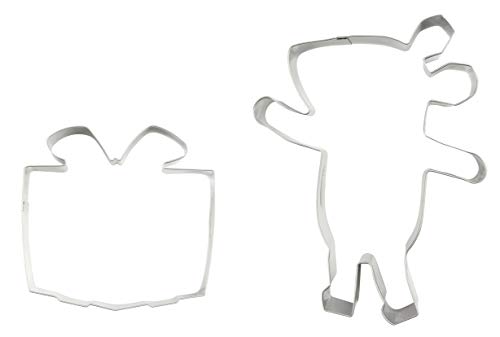 Dr. Oetker Ausstecher -Set "Maus & Geschenk" DieMaus, Maus- & Geschenk-Formen, Ausstechformen aus hochwertigen Edelstahl, langlebige Ausstecher (Farbe: Silber), Menge: 1 x 2er Set von Dr. Oetker