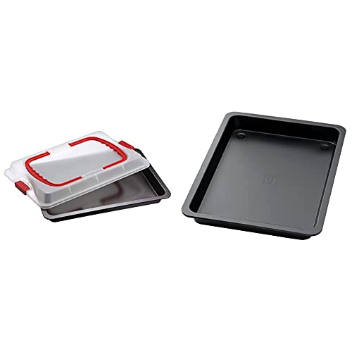 Dr. Oetker Backblech 3in1 mit Transporthaube, Ofenblech zum Backen, Aufbewahren & Transportieren, 42 x 29 cm & Backblech mit extra hohem Rand, Backform aus hochwertigem Stahlblech von Dr. Oetker