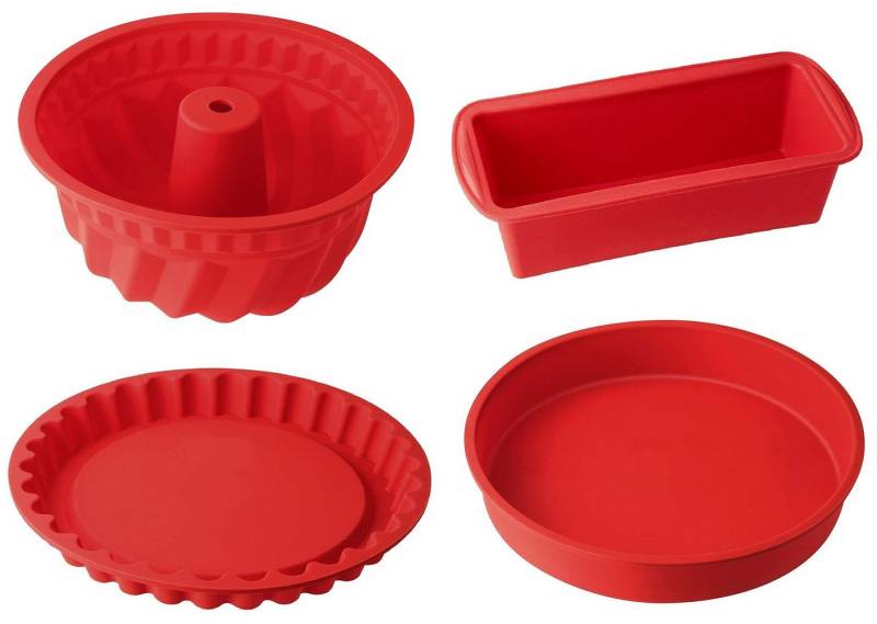 Dr. Oetker Backform Dr. Oetker - Silikon Flexxibel 4er Set Rot Rund Obst Kasten Gugelhupf von Dr. Oetker
