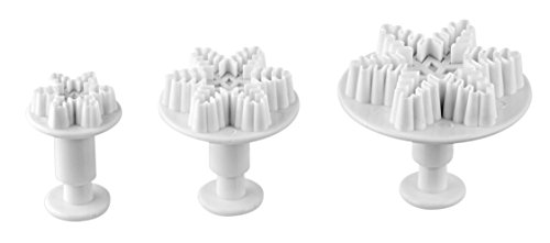 Dr. Oetker Dekorausstecher 3er "Schneeflocke", Ausstechformen für die Weihnachtszeit, Ausstecher für Marzipan und Fondant - spülmaschinengeeignet (Farbe: Weiß), Menge: 1 x 3er Set von Dr. Oetker