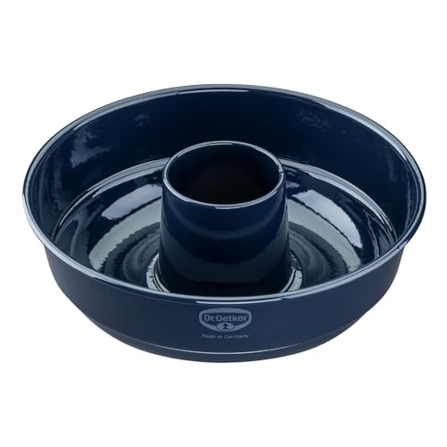 Dr. Oetker Frankfurter Kranz Kuchenform 26 cm Back-Liebe Emaille – Schnitt- & kratzfeste Backform mit Emaille – 26er Kranzform in Dunkelblau von Dr. Oetker