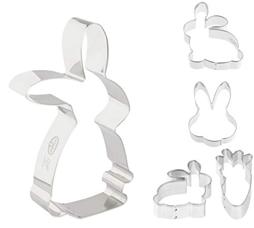 Dr. Oetker Hasenausstecher-Set, Serie Goldiges Ostern, Keks- und Plätzchenformen zum Backen, vielfältige Osterhasen, Ausstecher mit niedlichen Tiermotiven (Farbe: Silber), Menge: 1 x 5er Set von Dr. Oetker