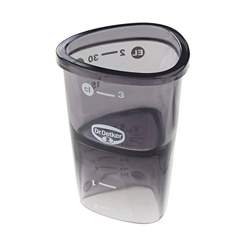 Dr. Oetker Messbecher 4 cl, Messkanne aus robustem Kunststoff, dreiecksförmiger Messbecher mit vielfältiger Skalierung, Maßangaben in cl und EL, (Maße: 5x7x5 cm), (Farbe: blau), Menge: 1 Stück von Dr. Oetker