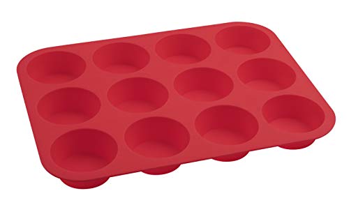 Dr. Oetker Muffinform 12er Cups 34 x 26 x 3 cm FLEXXIBLE LOVE, Silikonfrom für Muffins, Backform aus hochwertigem Platinsilikon, Form mit Antihaft-Eigenschaften (Farbe: Rot), Menge: 1 Stück von Dr. Oetker