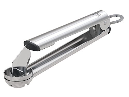 Dr. Oetker Pflaumenentkerner PROFI, Pflaumenentsteiner aus Edelstahl, Pflaumenkernentferner mit Verschlussmechanismus (Farbe: Silber), Menge: 1 Stück von Dr. Oetker