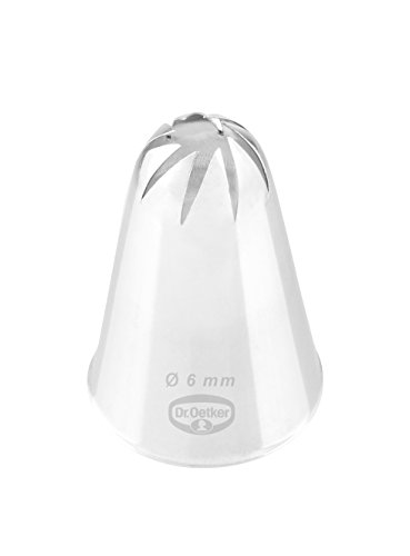 Dr. Oetker Rosettentülle, 6 mm, Rosettentülle aus der Tüllen-Manufaktur, Backzubehör zum Dekorieren (Farbe: silber), Menge: 1 Stück von Dr. Oetker