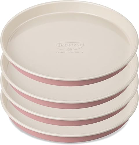 Dr. Oetker Schichtkuchen-Backform Baking - Retro Design, runde Kuchenform mit zweifarbiger, keramisch verstärkter Premium-Antihaftbeschichtung (Farbe: Rosa/Creme), Menge: 4 Stück von Dr. Oetker