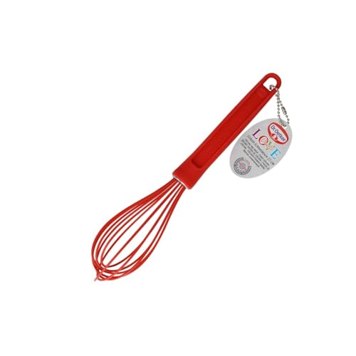 Dr. Oetker Silikon-Schneebesen FLEXXIBLE Love, praktischer Rührbesen aus hochwertigem Platinsilikon, spülmaschinengeeignet, handlicher Ballonschneebesen, aufhängbar (Farbe: Rot), Menge: 1 Stück von Dr. Oetker