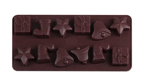 Dr. Oetker Silikon-Schokoladenform "12 Köstlichkeiten", hochwertige Silikonbackform für Schokolade, perfekt geformte Pralinen für die Weihnachtszeit, (Farbe: braun), Menge: 1 Stück von Dr. Oetker