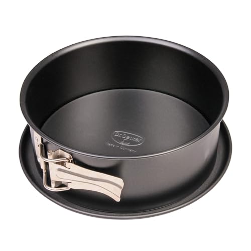 Dr. Oetker Springform Ø 18 cm TRADITION, Backform mit Flachboden und Auslaufschutz, runde Kuchenform aus Stahlblech mit Antihaftbeschichtung (Farbe: Schwarz), Menge: 1 Stück von Dr. Oetker