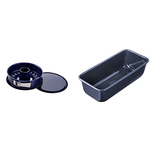 Dr. Oetker Springform Ø 26 cm Back-Liebe Emaille – Inklusive Flach- und Rohrboden – 26er Kuchenbackform mit extra hohem Rand in Dunkelblau & 2367 Kastenform 25 cm, robuste Brotbackform von Dr. Oetker