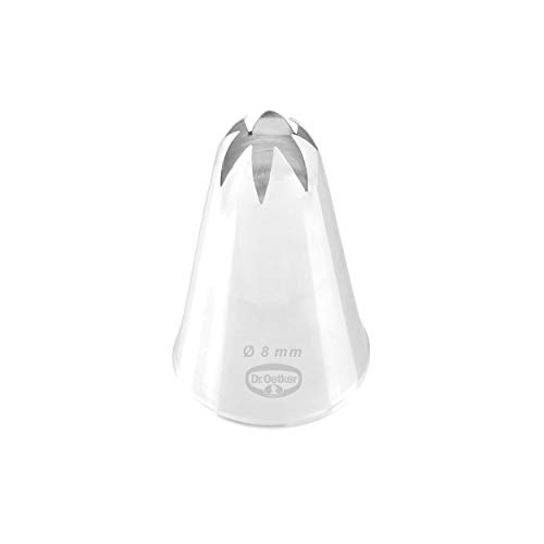 Dr. Oetker Sterntülle, geschlossen 8 mm, geschlossene Sterntülle aus der Tüllen-Manufaktur, Backzubehör zum Dekorieren (Farbe: silber), Menge: 1 Stück, 5 x 3 x 3 cm von Dr. Oetker