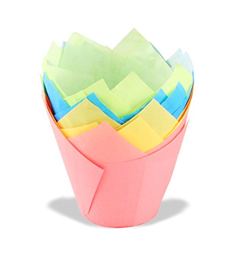 Dr. Oetker Tulips Papier-Backförmchen, bunte Muffinförmchen aus Papier, Förmchen für Cupcakes, Muffins und Pudding - hitzebeständig bis 220°C (Farbe: Rosa, Türkis, Grün, Gelb), Menge: 20 Stück von Dr. Oetker