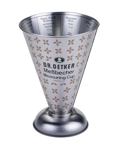 Dr. Oetker Vintage Messbecher aus Weißblech – Präzises Messinstrument für Küchenprofis und Backliebhaber, 11 x 15,5 cm, mit speziellen Innenskalen, Silber Dr. Oetker Vintage Messbecher aus Weißblech – Präzises Messinstrument für Küchenprofis und Backliebhaber, 11 x 15,5 cm, mit speziellen Innenskalen, Silber von Dr. Oetker