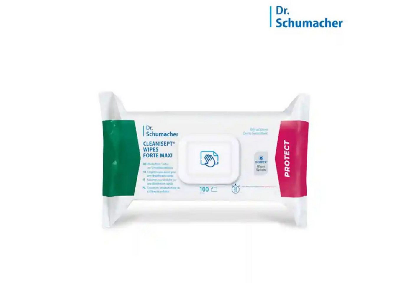 Dr. Schumacher Alkoholfreie Desinfektionstücher für Oberflächen 100 Tücher Oberflächen-Desinfektionsmittel (1-St) von Dr. Schumacher