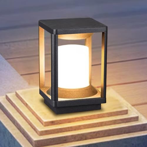 Dr.lazy LED Wegeleuchten Außenleuchte 18W LED Gartenlampe 3000K Standleuchte Aussen Pollerleuchte IP65, Aussenleuchte Gartenleuchte, Außenlampe mit E27 Fassung, Pfostenlichter (Schwarz/F) von Dr.lazy