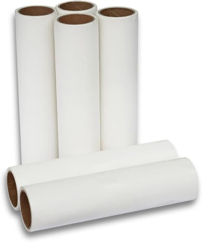 DrDirt Fusselroller Nachfüllpackungen (6 Packungen 300 Blatt) für Fusselentferner, 18 cm Haustier Fusselrolle Nachfüllpackung für Bodenrolle, Reinigung für Teppiche, Autos, Tuch und Tierhaare von DrDirt