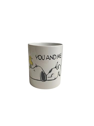 DrMugCollection Keramiktasse 'You and Me' - 350 ml - Snoopy & Freund - Buchstabenmuster - Mikrowellengeeignet - Klassiker - Zylindrisch - Weiß - Wiederverwendbar - Tasse - Trinkbecher von DrMugCollection