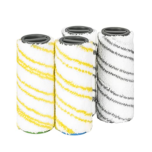 DrRobor 4 Stück Walzenset für Karcher FC7 FC3 FC5 FC3D EWM2 Elektrischer Bodenreiniger 2.055-007.0/2.055-006.0 （Gelb + Grau） von DrRobor