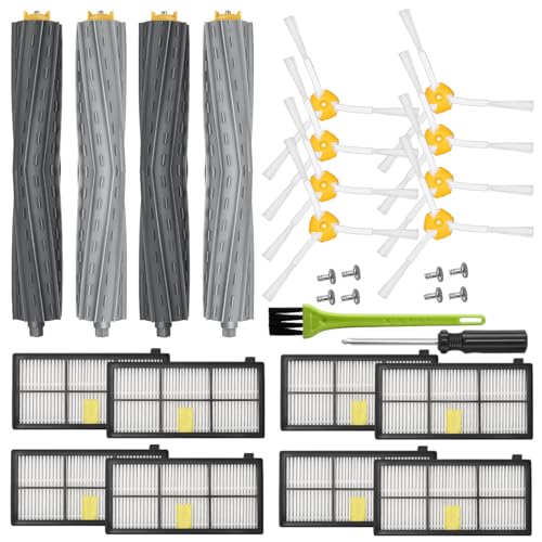 DrRobor Ersatzteile Bürsten für iRobot Serie 800 und 900, Zubehör für Roomba 800 871 876 866 900 960 966 980 981 976 971 mit Gummibürsten, Seitenbürsten und Filter HEPA von DrRobor