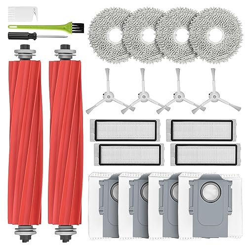 DrRobor Zubehörset für Roborock Q Revo Saugroboter, 2 Ersatzteile Hauptbürste, 4 Wischtücher, 4 Staubbeutel, 4 Hepa Filter, 4 Seitenbürsten von DrRobor