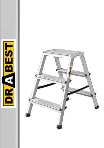 Aluleiter Home Doppelseitig 3 Stufen Tragkraft 125 kg Drabest, Ysilver von DRABEST