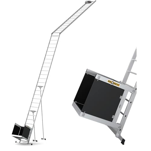 DRABEST - Aufzugleiter für Dachdecker, Dacharbeiten - Lift für Installations-, Wartungsarbeiten auf dem Dach - mit Transportwagen - bis 125 kg belastbar - Schrägaufzug aus Aluminium - Klappbar von DRABEST