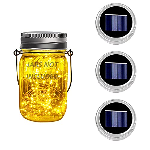 Dracarys 3 Pack Solar Mason Jar Light Deckel 3m 30 LED Lampen Silber Wire Fairy Deckel Licht für Glas Mason Jar Hängen Laterne Licht Garten Terrasse Hinterhof Hochzeit Party Decor Beleuchtung von Dracarys