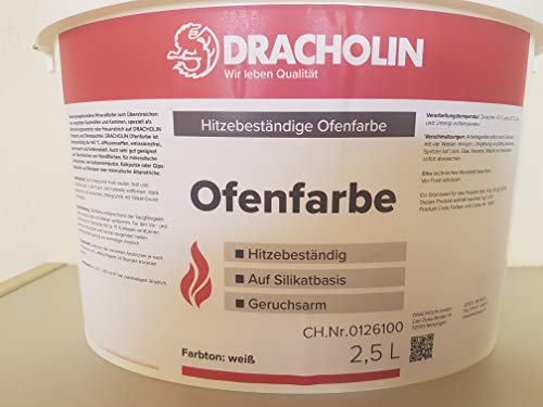 Kaminfarbe Kachelofenfarbe Dracholin Farbe weiß Putzfarbe Mineralfarbe für Kamine und Öfen Anstrich von Dracholin