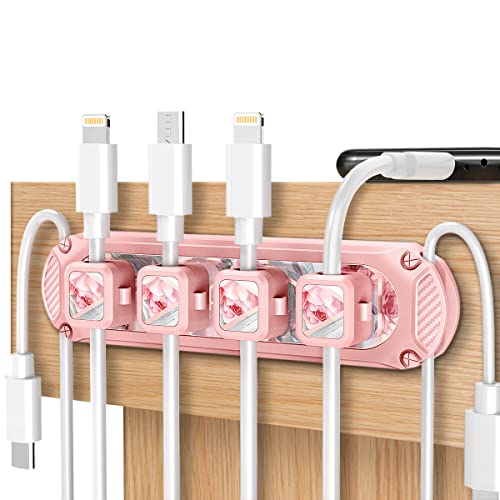 Dracool Kabel-Clips, magnetische Kabel-Management-Kabel-Clips, selbstklebend, für Schreibtisch, Kabel-Organizer, für Auto, Büro, Zuhause, USB-Kabel, Netzkabel, Maus-Kabel, 6 Steckplätze, Rosa von Dracool