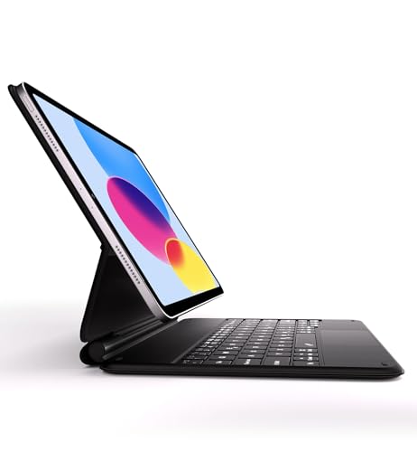 Dracool Tastatur Hülle für iPad 11 Generation A16 2025/10 Generation 2022, mit Trackpad Magnetische Freischwebende Beleuchtete Magic Type Keyboard Case QWERTZ für iPad 10th 2022, Schwarz von Dracool