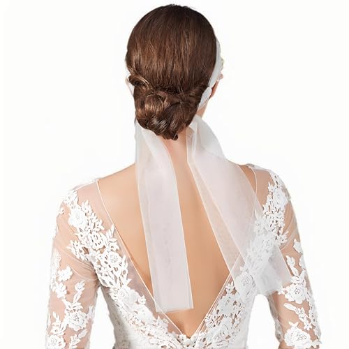 Brautschleier Braut weiß langes Stirnband mit Perlenschleier Kathedrale einfache Braut Accessoires Verlobungsbedarf,Hochzeit,Brautjungfern Gastgeschenke von Dracqwn